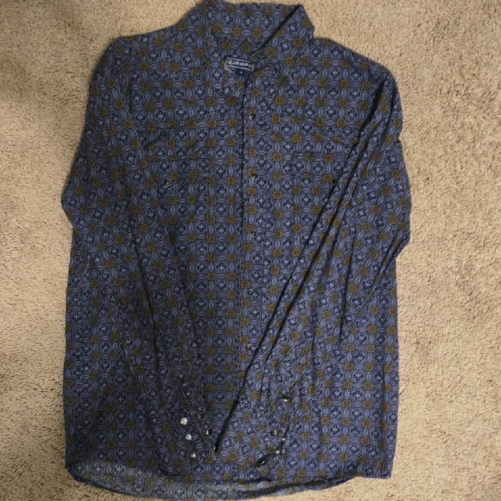 ROPER, Men's Blue and Yellow Patterned Shirt, WESTERN, COWBOY, SMALL